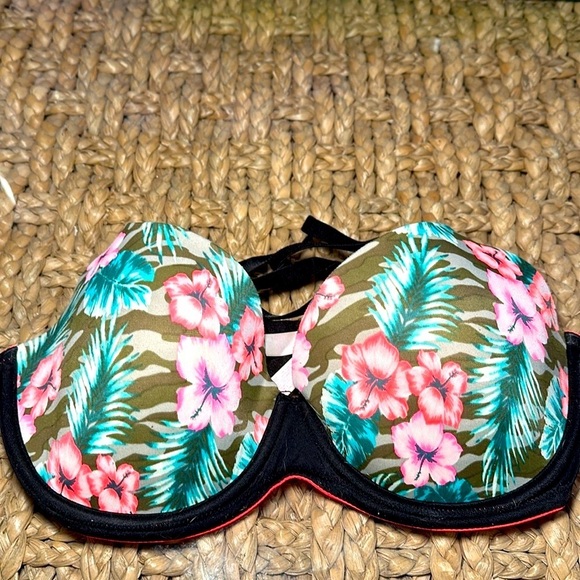Women’s Pink Victoria’s Secret Tropical Floral Print Underwire Bra Size 34DD - Picture 4 of 4